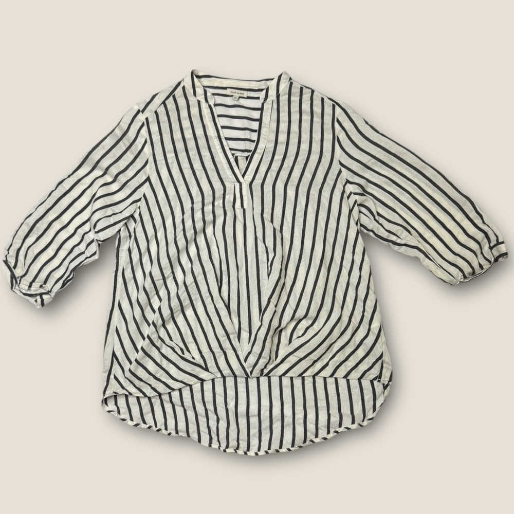 River Island Black and White Striped Blouse Size 10